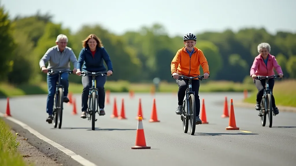 Cycling skills workshop for seniors with instructor