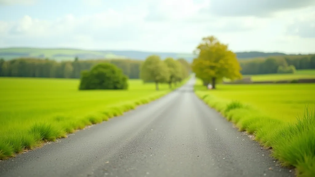 Scenic view of the greenway path stretching into distance with green fields and trees on both sides